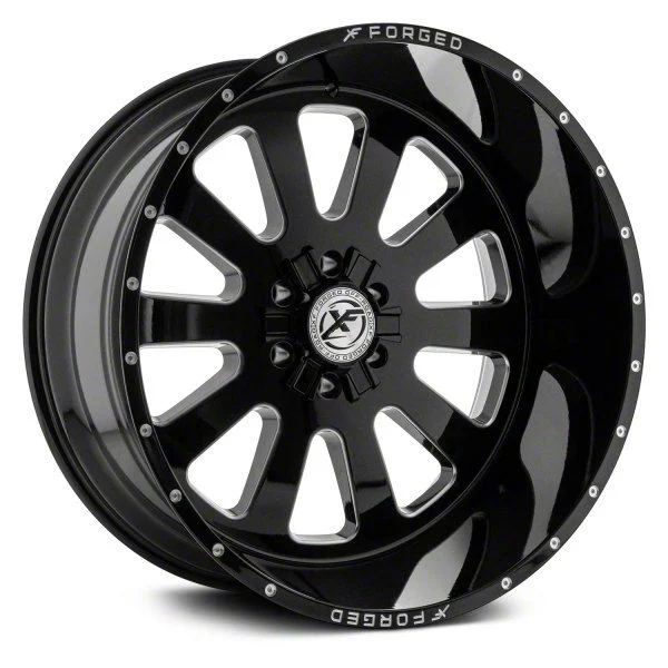 XFX Flow XFX-302 Gloss Black Milled 8-Lug Wheel; 24x14; -76mm Offset (20-26 Sierra 2500 HD)