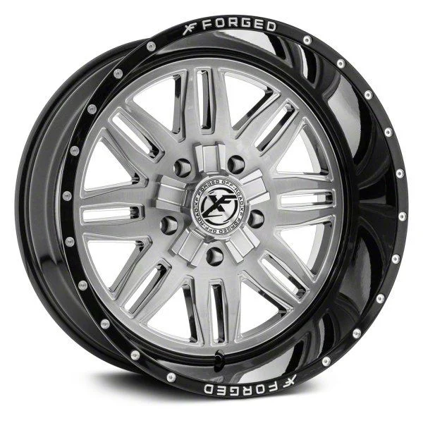 XFX Flow XFX-303 Brushed Milled with Black Lip 8-Lug Wheel; 24x12; -44mm Offset (20-26 Sierra 2500 HD)