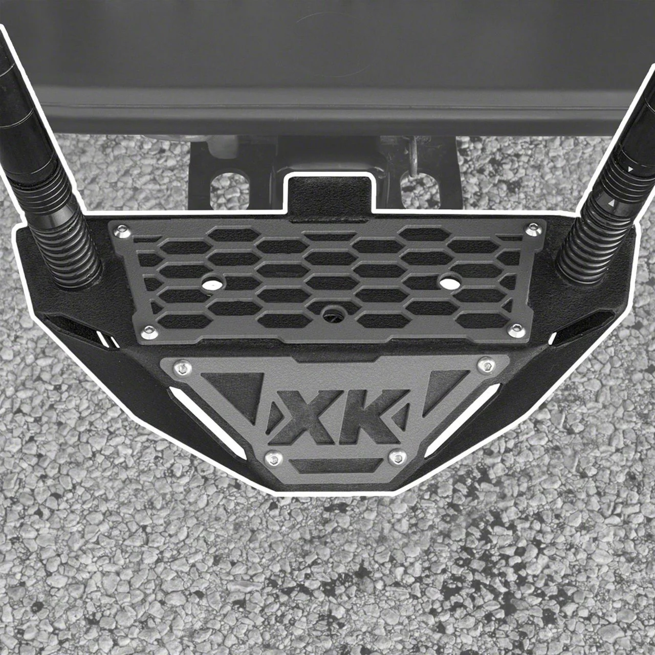 XK Glow 2-Inch Hitch Receiver Step and Whip Plate (Universal; Some Adaptation May Be Required)