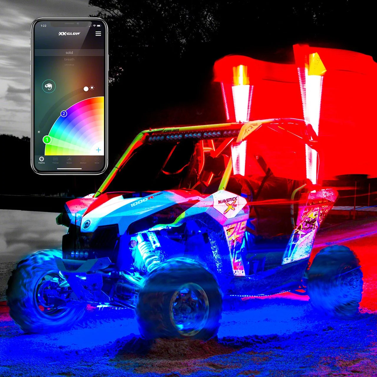 XK Glow 2nd Gen LED Whip; 48-Inch (Universal; Some Adaptation May Be Required)