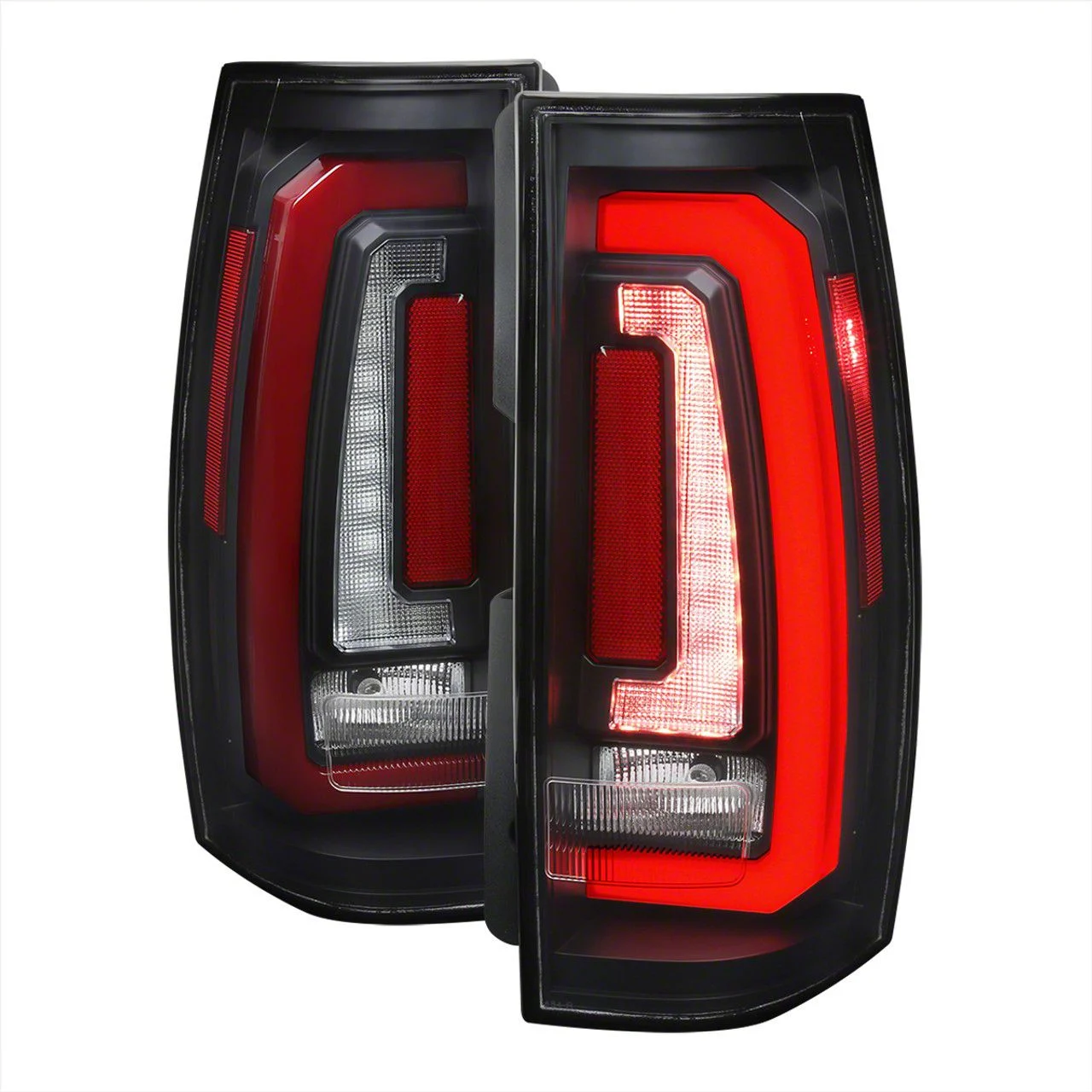 RED LED Sequential Turn Signal Tail Lights; Matte Black Housing; Clear Lens (07-14 Yukon)